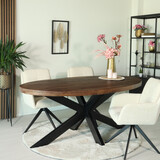 Lizzely Garden & Living Eettafel ovaal mangohout 180cm James walnoot bruin ovale industriële tafel duurzaam mango eetkamertafel Lizzely Garden & Living Eettafel ovaal mangohout 180cm James walnoot bruin ovale industriële tafel duurzaam mango eetkamertafel