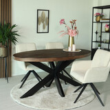 Lizzely Garden & Living Eettafel ovaal mangohout 160cm James walnoot bruin ovale industriële tafel duurzaam mango eetkamertafel Lizzely Garden & Living Eettafel ovaal mangohout 160cm James walnoot bruin ovale industriële tafel duurzaam mango eetkamertafel