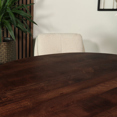 Lizzely Garden & Living Eettafel rond mangohout 130cm Jones walnoot bruin ronde industriële tafel duurzaam mango eetkamertafel Lizzely Garden & Living Eettafel rond mangohout 130cm Jones walnoot bruin ronde industriële tafel duurzaam mango eetkamertafel