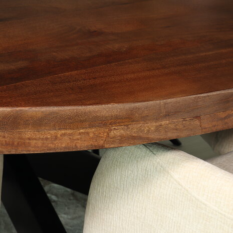 Lizzely Garden & Living Eettafel rond mangohout 150cm Jones walnoot bruin ronde industriële tafel duurzaam mango eetkamertafel Lizzely Garden & Living Eettafel rond mangohout 150cm Jones walnoot bruin ronde industriële tafel duurzaam mango eetkamertafel