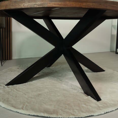 Lizzely Garden & Living Eettafel rond mangohout 150cm Jones walnoot bruin ronde industriële tafel duurzaam mango eetkamertafel Lizzely Garden & Living Eettafel rond mangohout 150cm Jones walnoot bruin ronde industriële tafel duurzaam mango eetkamertafel