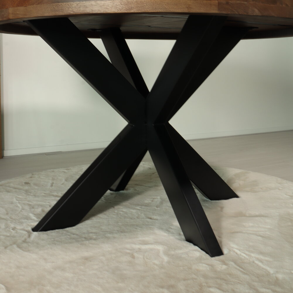 Eettafel rond mangohout 120cm Jones walnoot bruin ronde industriële tafel duurzaam mango eetkamertafel Eettafel rond mangohout 120cm Jones walnoot bruin ronde industriële tafel duurzaam mango eetkamertafel