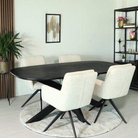 Lizzely Garden & Living Eettafel deens ovaal mangohout 180cm Austin zwart ovale tafel duurzaam mango eetkamertafel Lizzely Garden & Living Eettafel deens ovaal mangohout 180cm Austin zwart ovale tafel duurzaam mango eetkamertafel