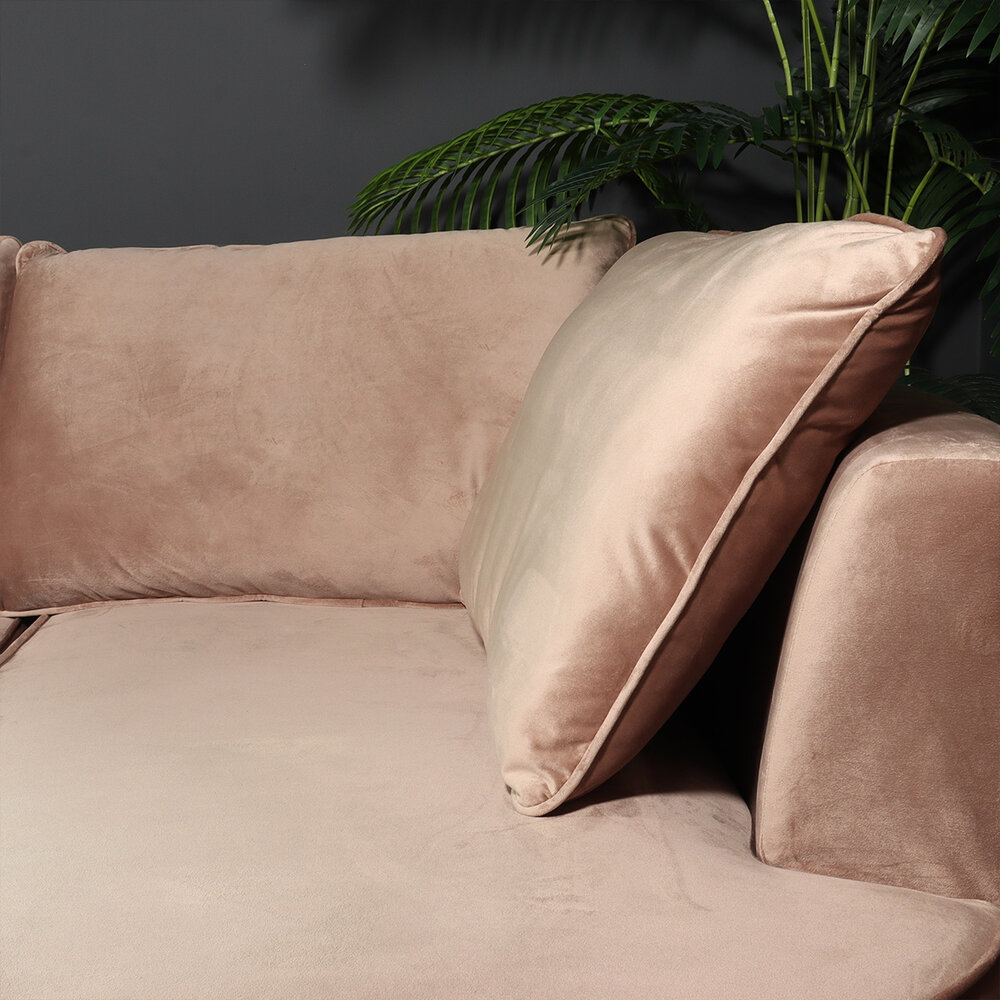 Hoekbank Lando 270cm bank taupe velvet bankstel rechts loungebank Hoekbank Lando 270cm bank taupe velvet bankstel rechts loungebank