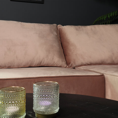 Lizzely Garden & Living Hoekbank Lando 270cm bank taupe velvet bankstel rechts loungebank Lizzely Garden & Living Hoekbank Lando 270cm bank taupe velvet bankstel rechts loungebank