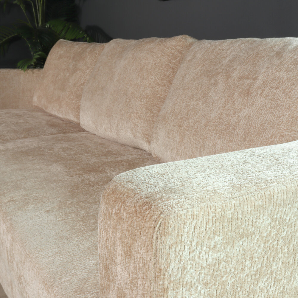 Hoekbank design Nox 250cm bank beige chenille bankstel links loungebank