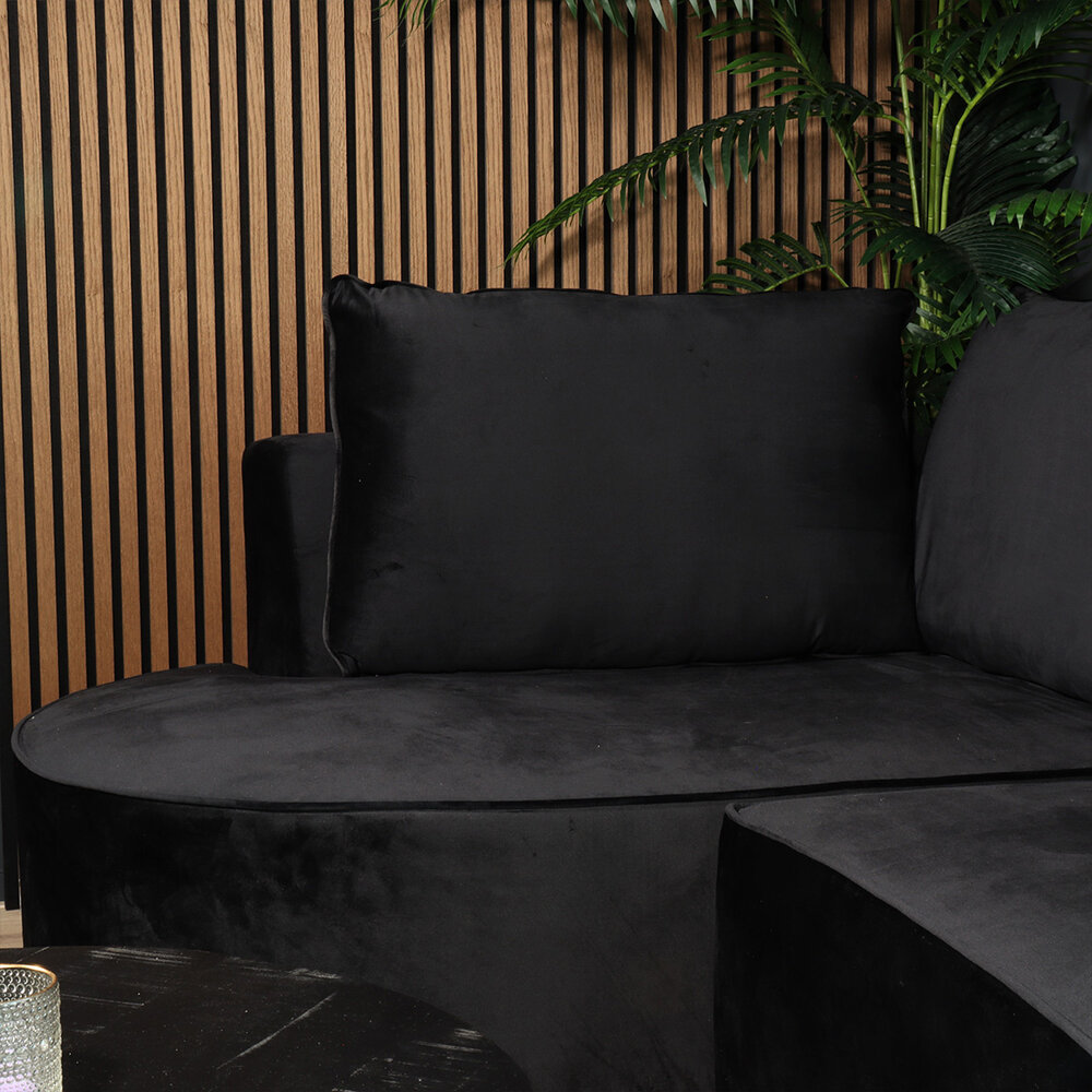 Hoekbank Lando 270cm bank zwart velvet bankstel links loungebank Hoekbank Lando 270cm bank zwart velvet bankstel links loungebank