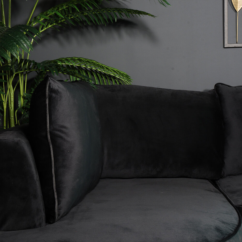 Hoekbank Lando 270cm bank zwart velvet bankstel links loungebank Hoekbank Lando 270cm bank zwart velvet bankstel links loungebank