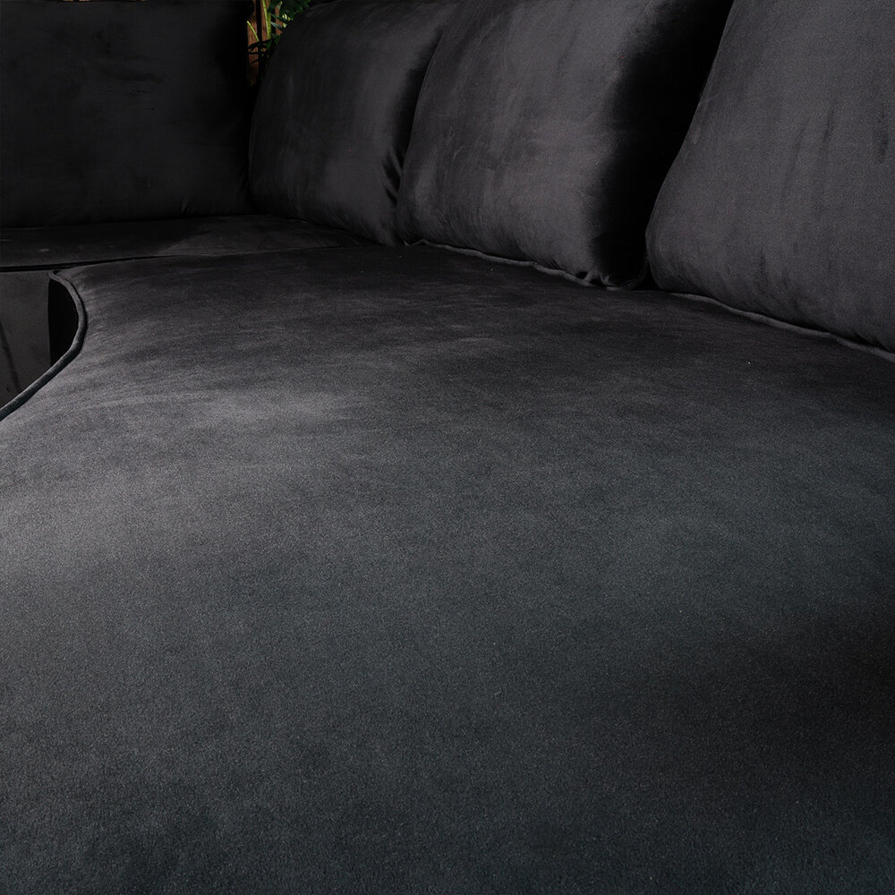 Hoekbank Lando 270cm bank zwart velvet bankstel links loungebank Hoekbank Lando 270cm bank zwart velvet bankstel links loungebank