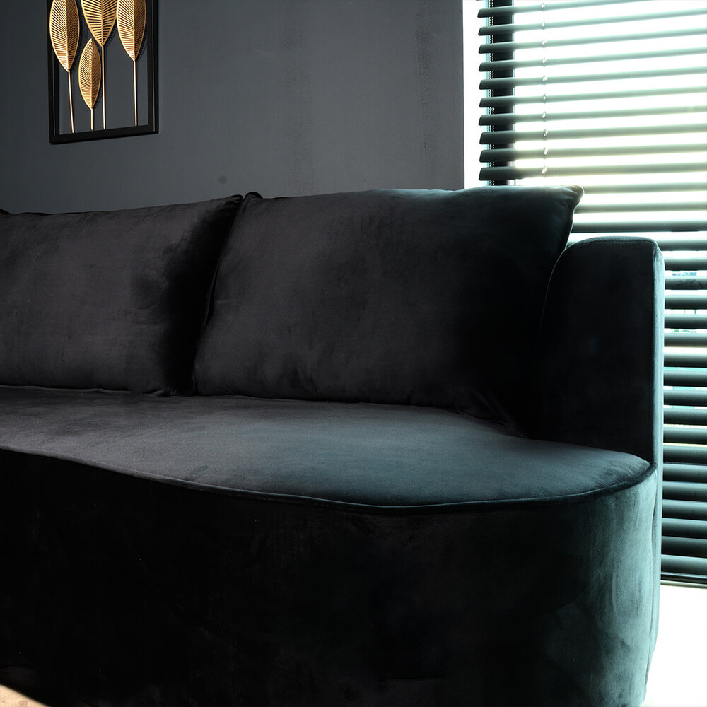 Hoekbank Lando 270cm bank zwart velvet bankstel links loungebank Hoekbank Lando 270cm bank zwart velvet bankstel links loungebank