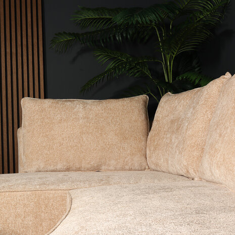 Lizzely Garden & Living Hoekbank Lando 270cm bank beige chenille bankstel rechts loungebank