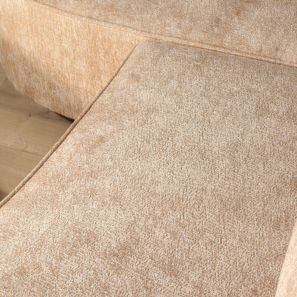 Hoekbank Lando 270cm bank beige chenille bankstel rechts loungebank