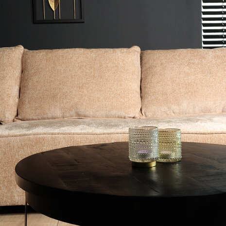 Lizzely Garden & Living Hoekbank Lando 270cm bank beige chenille bankstel rechts loungebank