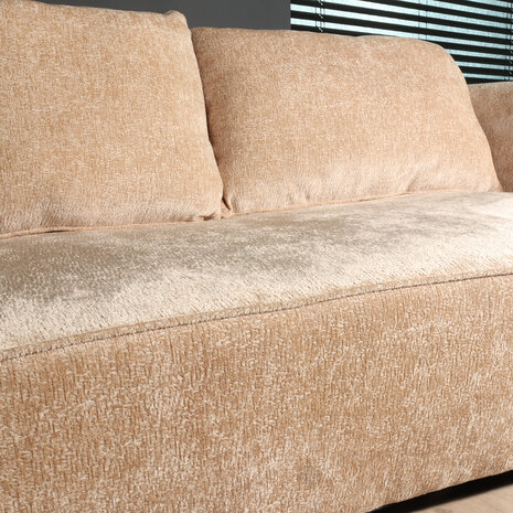 Lizzely Garden & Living Hoekbank Lando 270cm bank beige chenille bankstel rechts loungebank