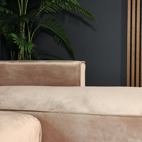 Lizzely Garden & Living Hoekbank design Riley 270cm bank champagne velvet loungebank rechts Lizzely Garden & Living Hoekbank design Riley 270cm bank champagne velvet loungebank rechts