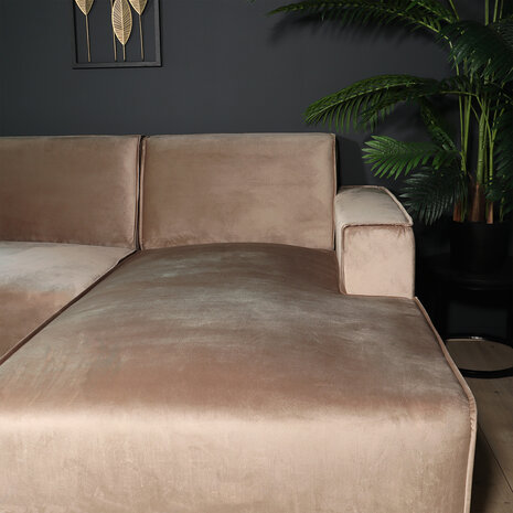 Lizzely Garden & Living Hoekbank design Riley 270cm bank champagne velvet loungebank rechts Lizzely Garden & Living Hoekbank design Riley 270cm bank champagne velvet loungebank rechts