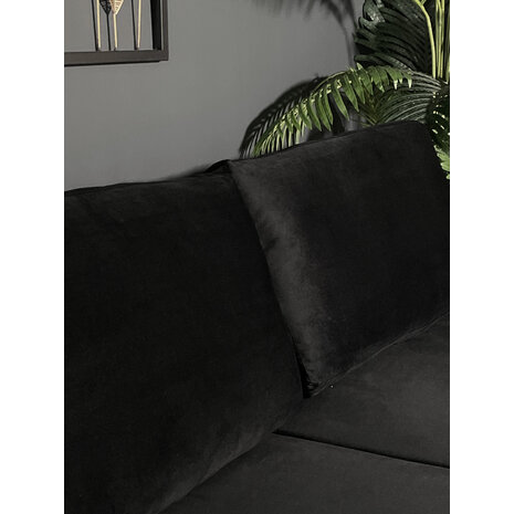 Lizzely Garden & Living Hoekbank design Nox 250cm bank zwart velvet bankstel rechts loungebank