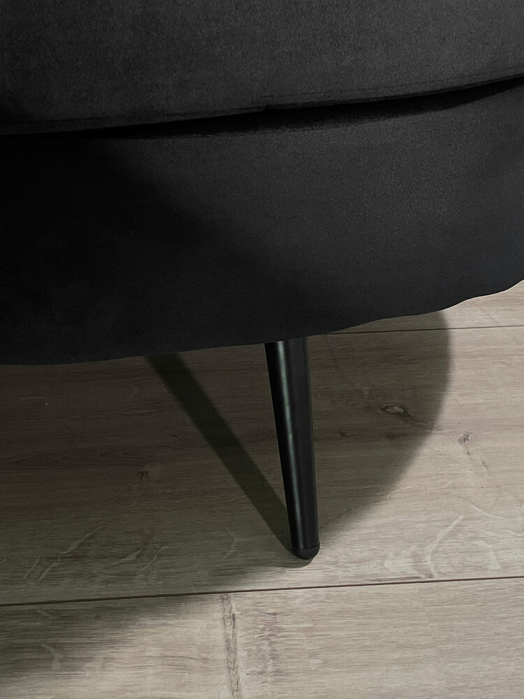 Hoekbank design Nox 250cm bank zwart velvet bankstel rechts loungebank