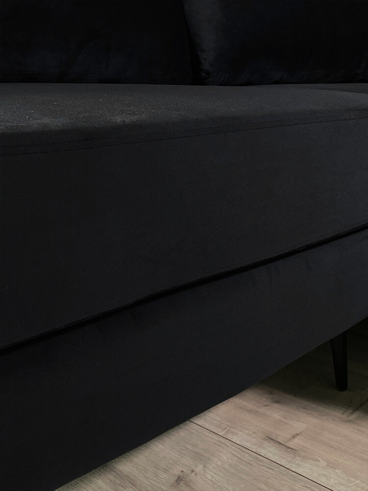 Hoekbank design Nox 250cm bank zwart velvet bankstel rechts loungebank