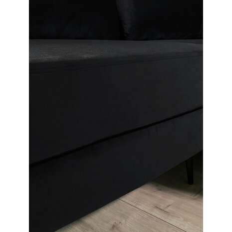 Lizzely Garden & Living Hoekbank design Nox 250cm bank zwart velvet bankstel rechts loungebank