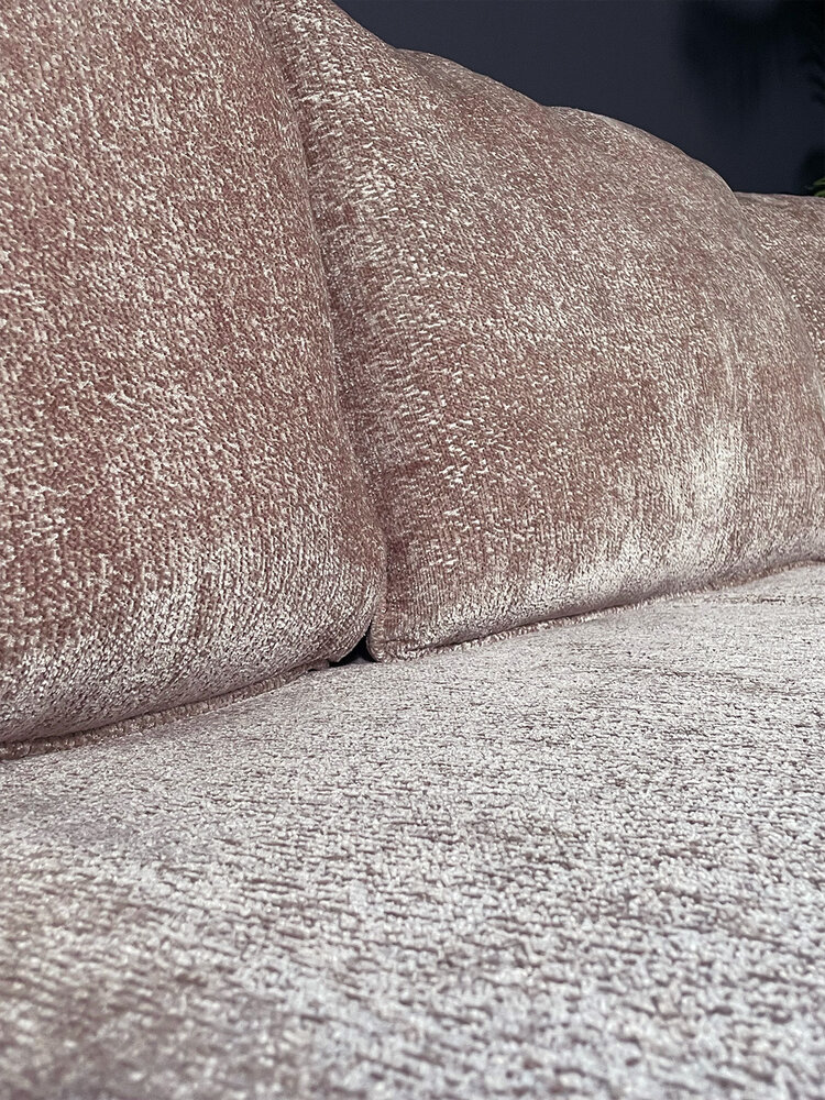 Hoekbank Lando 270cm bank taupe chenille bankstel rechts loungebank