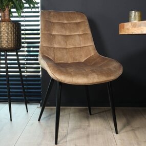 Lizzely Garden & Living Eetkamerstoel De Vince cognac velvet eetstoel Lizzely Garden & Living Eetkamerstoel De Vince cognac velvet eetstoel