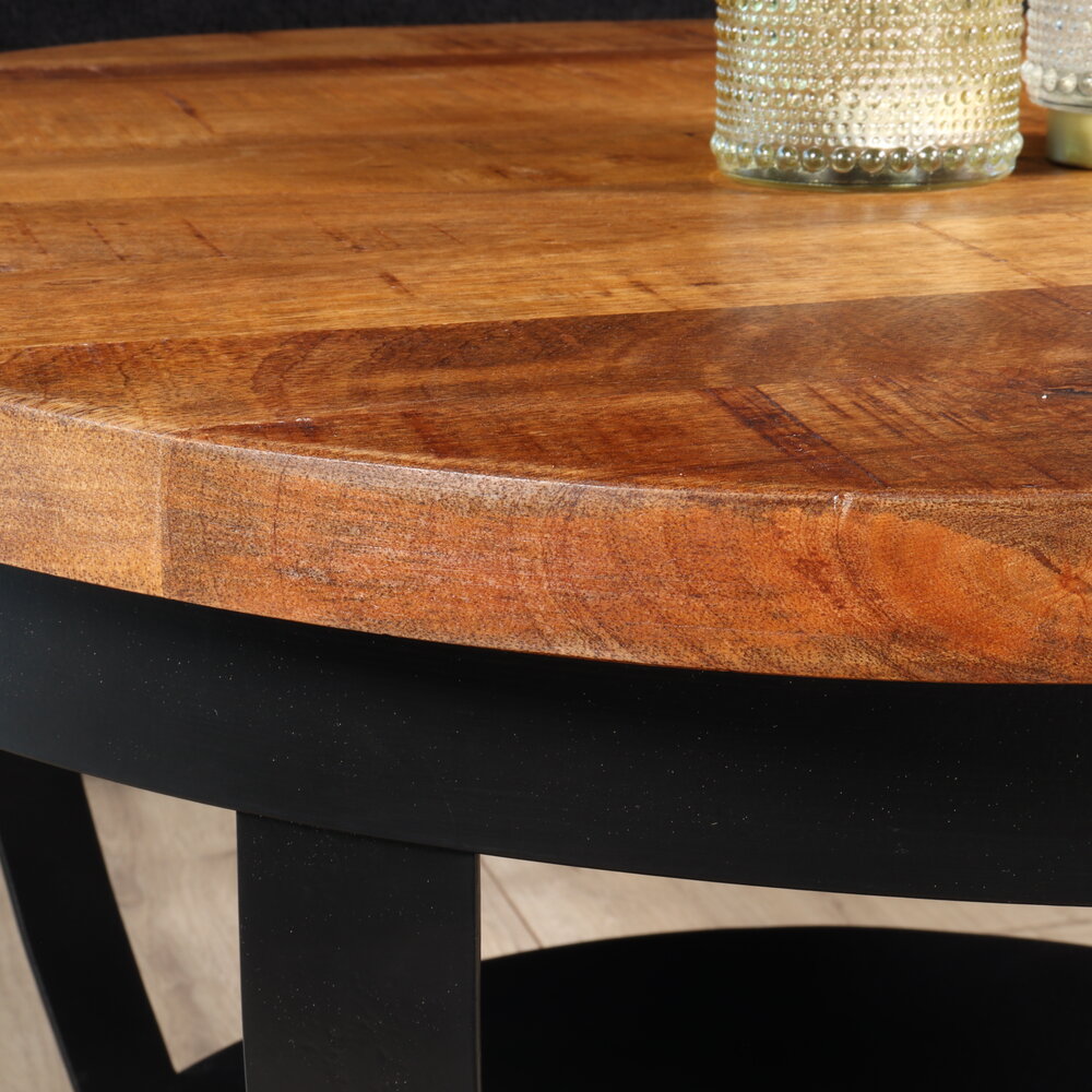 Salontafel rond mangohout Luca industrieel massief hout Salontafel rond mangohout Luca industrieel massief hout