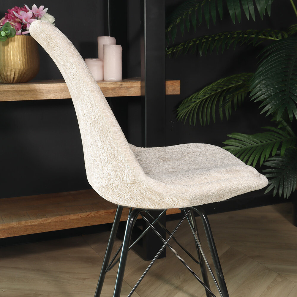 Eetkamerstoel Viga beige chenille eetstoel Eetkamerstoel Viga beige chenille eetstoel