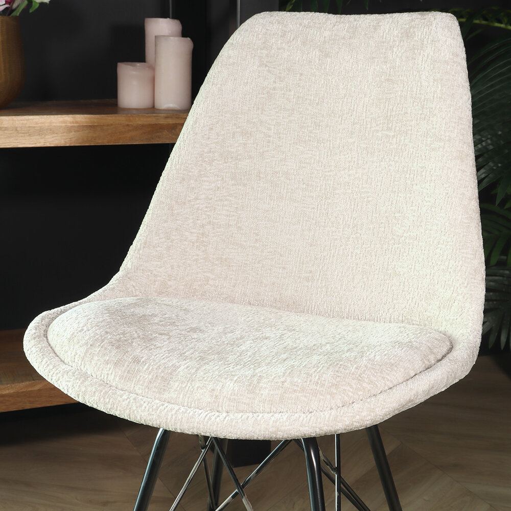 Eetkamerstoel Viga beige chenille eetstoel Eetkamerstoel Viga beige chenille eetstoel