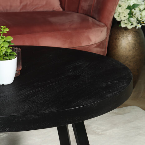 Lizzely Garden & Living Salontafel rond mangohout Teun zwart side table industrieel bijzettafel mango hout Lizzely Garden & Living Salontafel rond mangohout Teun zwart side table industrieel bijzettafel mango hout