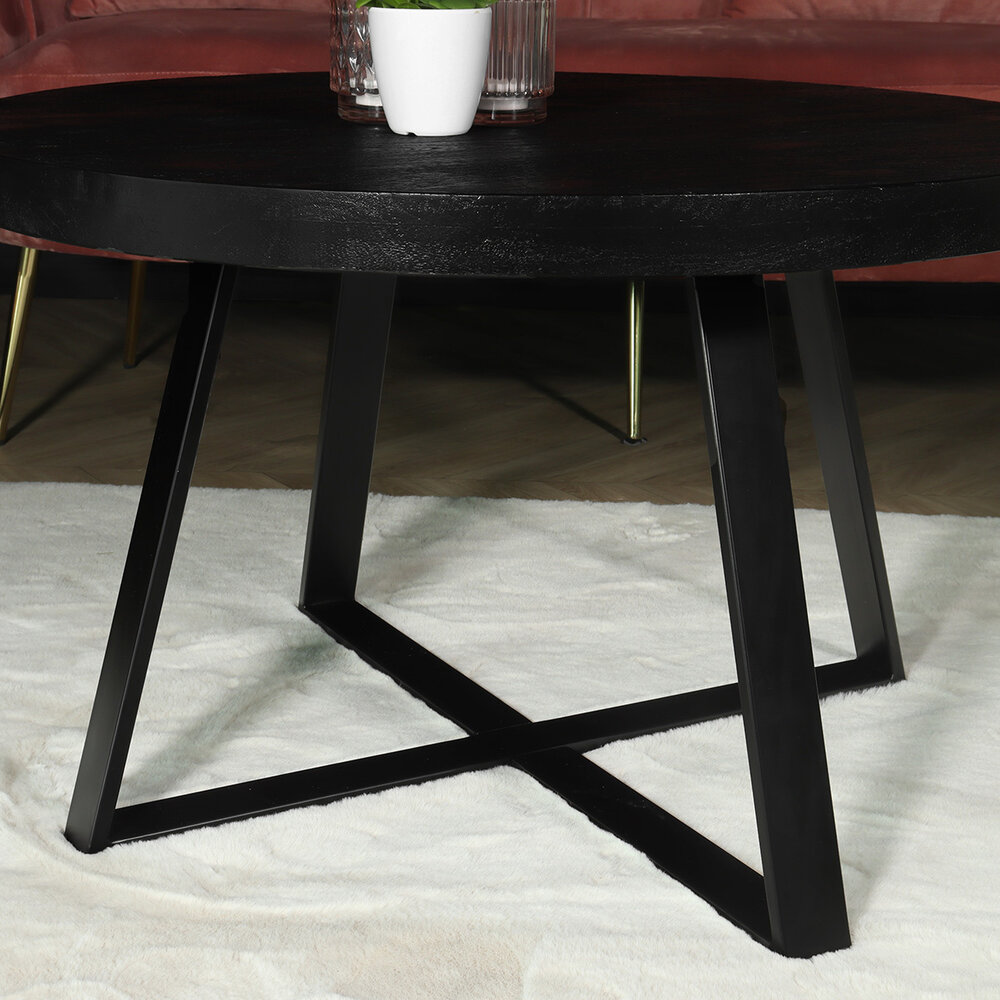 Salontafel rond mangohout Teun zwart side table industrieel bijzettafel mango hout Salontafel rond mangohout Teun zwart side table industrieel bijzettafel mango hout