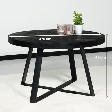 Lizzely Garden & Living Salontafel rond mangohout Teun zwart side table industrieel bijzettafel mango hout Lizzely Garden & Living Salontafel rond mangohout Teun zwart side table industrieel bijzettafel mango hout