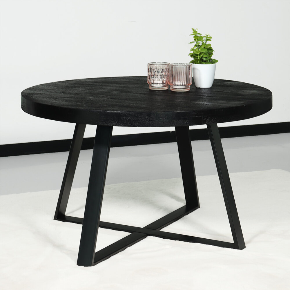 Salontafel rond mangohout Teun zwart side table industrieel bijzettafel mango hout Salontafel rond mangohout Teun zwart side table industrieel bijzettafel mango hout