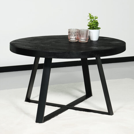 Lizzely Garden & Living Salontafel rond mangohout Teun zwart side table industrieel bijzettafel mango hout Lizzely Garden & Living Salontafel rond mangohout Teun zwart side table industrieel bijzettafel mango hout