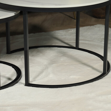Lizzely Garden & Living Salontafel rond 2delig marmerlook Bero wit side table steen bijzettafel Lizzely Garden & Living Salontafel rond 2delig marmerlook Bero wit side table steen bijzettafel