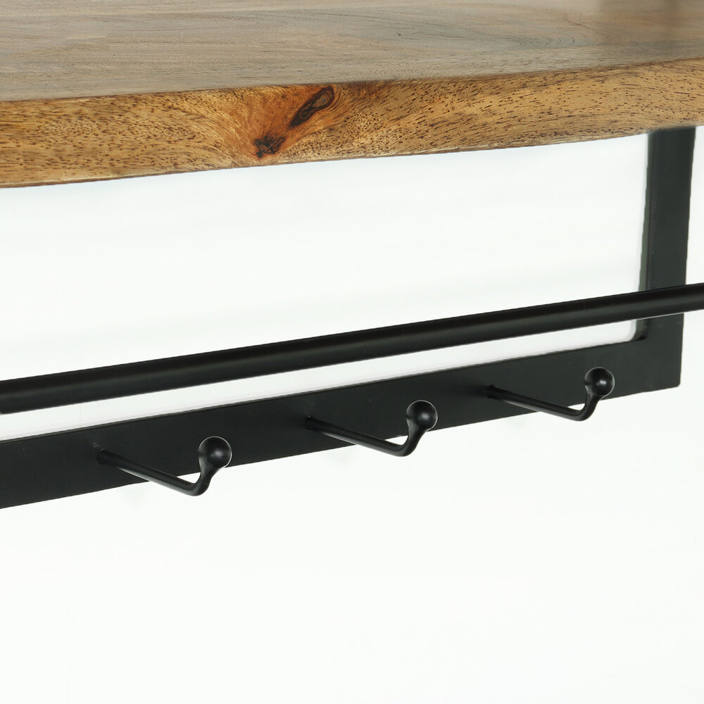Kapstok Dexter 100cm wandplank met 6 haken bruin wandkapstok mango hout muurdecoratie Kapstok Dexter 100cm wandplank met 6 haken bruin wandkapstok mango hout muurdecoratie