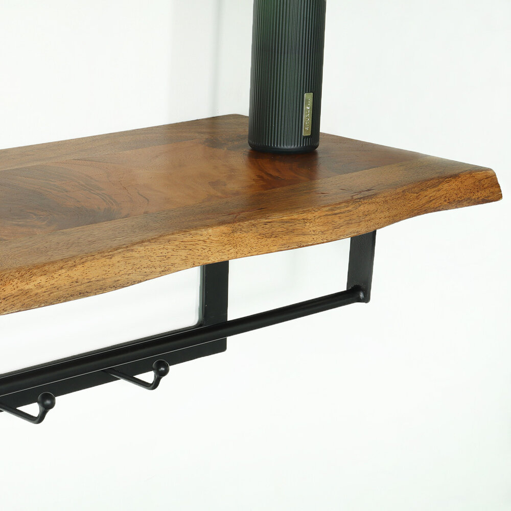 Kapstok Dexter 100cm wandplank met 6 haken bruin wandkapstok mango hout muurdecoratie Kapstok Dexter 100cm wandplank met 6 haken bruin wandkapstok mango hout muurdecoratie