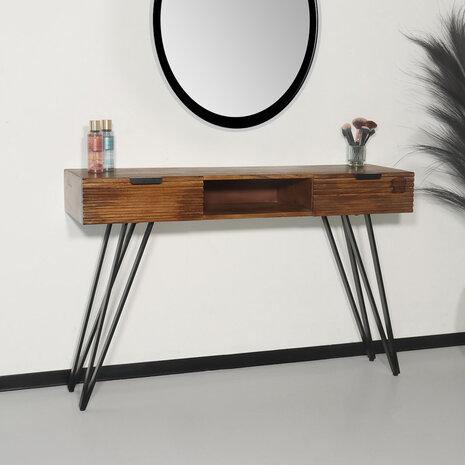 Lizzely Garden & Living Kaptafel Samira massief mangohout 2 lades 120cm make-up tafel Lizzely Garden & Living Kaptafel Samira massief mangohout 2 lades 120cm make-up tafel