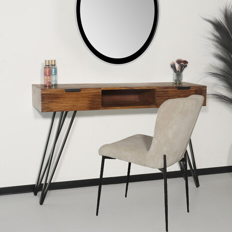 Lizzely Garden & Living Kaptafel Samira massief mangohout 2 lades 120cm make-up tafel Lizzely Garden & Living Kaptafel Samira massief mangohout 2 lades 120cm make-up tafel