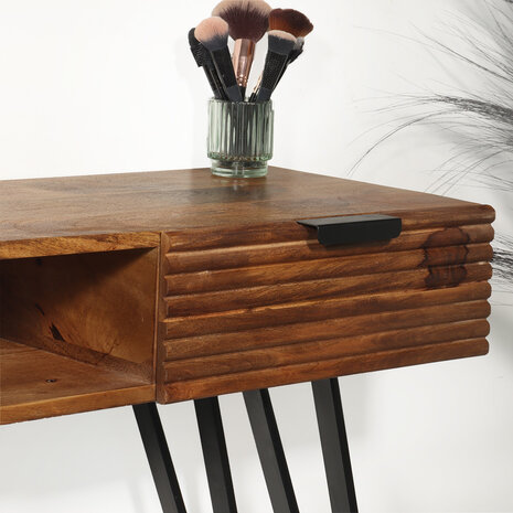 Lizzely Garden & Living Kaptafel Samira massief mangohout 2 lades 120cm make-up tafel Lizzely Garden & Living Kaptafel Samira massief mangohout 2 lades 120cm make-up tafel