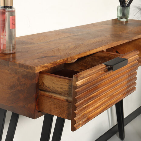 Lizzely Garden & Living Kaptafel Samira massief mangohout 2 lades 120cm make-up tafel Lizzely Garden & Living Kaptafel Samira massief mangohout 2 lades 120cm make-up tafel