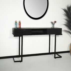 Lizzely Garden & Living Kaptafel Georgia massief mangohout 2 lades 120cm zwart make-up tafel Lizzely Garden & Living Kaptafel Georgia massief mangohout 2 lades 120cm zwart make-up tafel