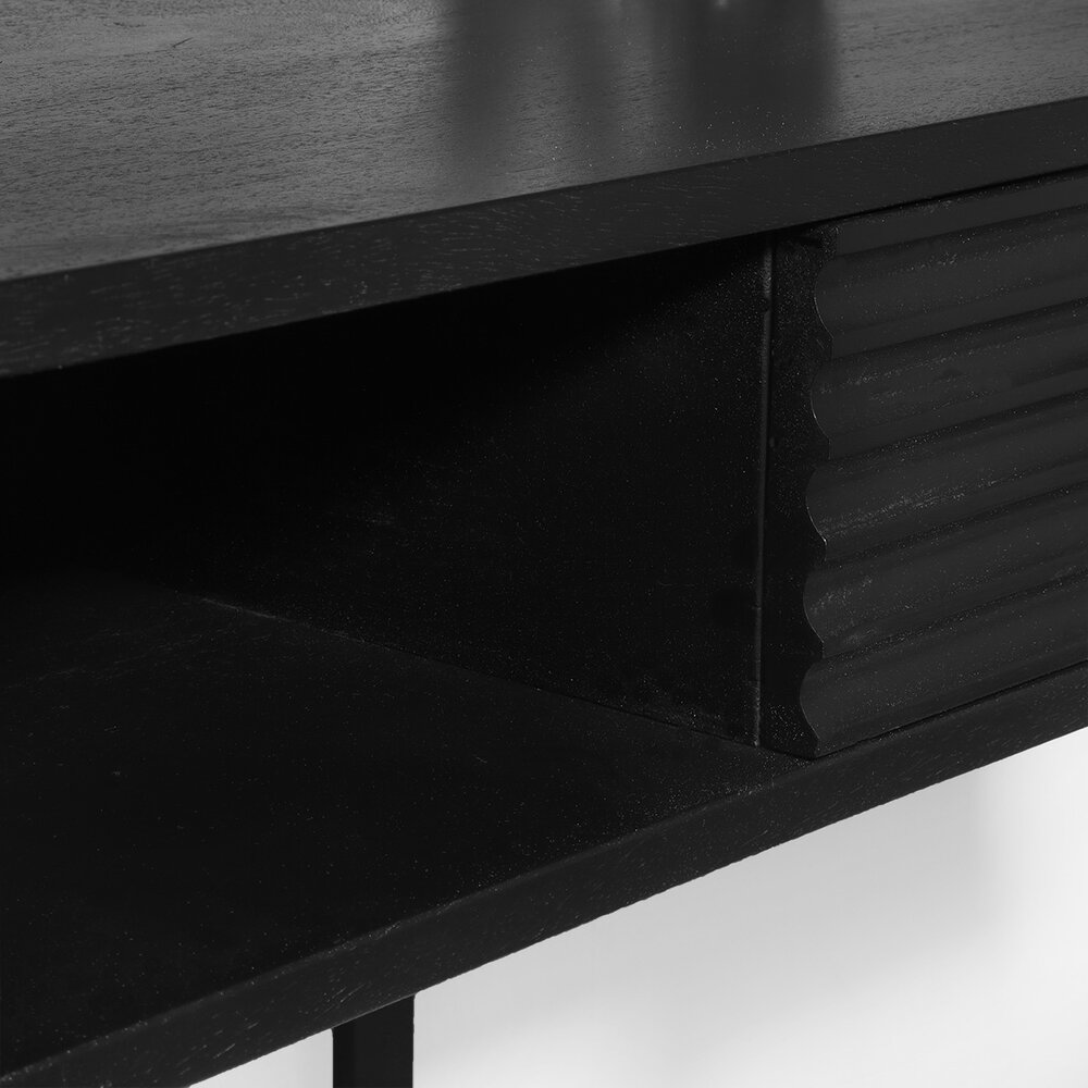 Kaptafel Georgia massief mangohout 2 lades 120cm zwart make-up tafel Kaptafel Georgia massief mangohout 2 lades 120cm zwart make-up tafel