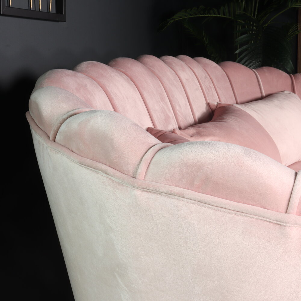 Zitbank Belle 3 zits Velvet roze bankstel 180cm stof bankstel incl. 3 kussens bank Zitbank Belle 3 zits Velvet roze bankstel 180cm stof bankstel incl. 3 kussens bank