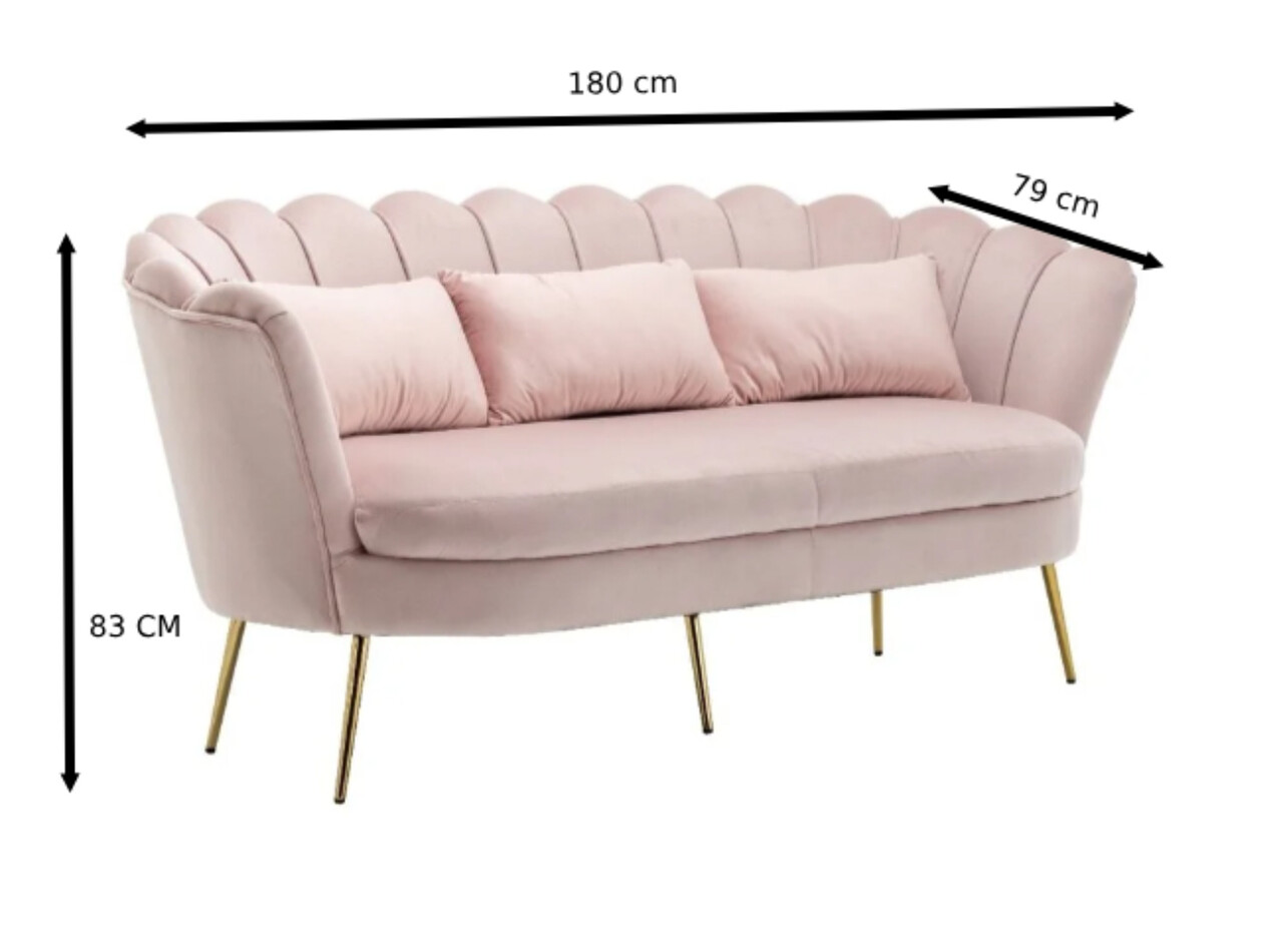 Zitbank Belle 3 zits Velvet roze bankstel 180cm stof bankstel incl. 3 kussens bank Zitbank Belle 3 zits Velvet roze bankstel 180cm stof bankstel incl. 3 kussens bank