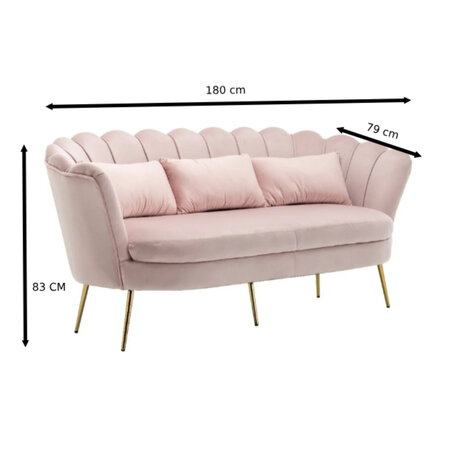 Lizzely Garden & Living Zitbank Belle 3 zits Velvet roze bankstel 180cm stof bankstel incl. 3 kussens bank Lizzely Garden & Living Zitbank Belle 3 zits Velvet roze bankstel 180cm stof bankstel incl. 3 kussens bank