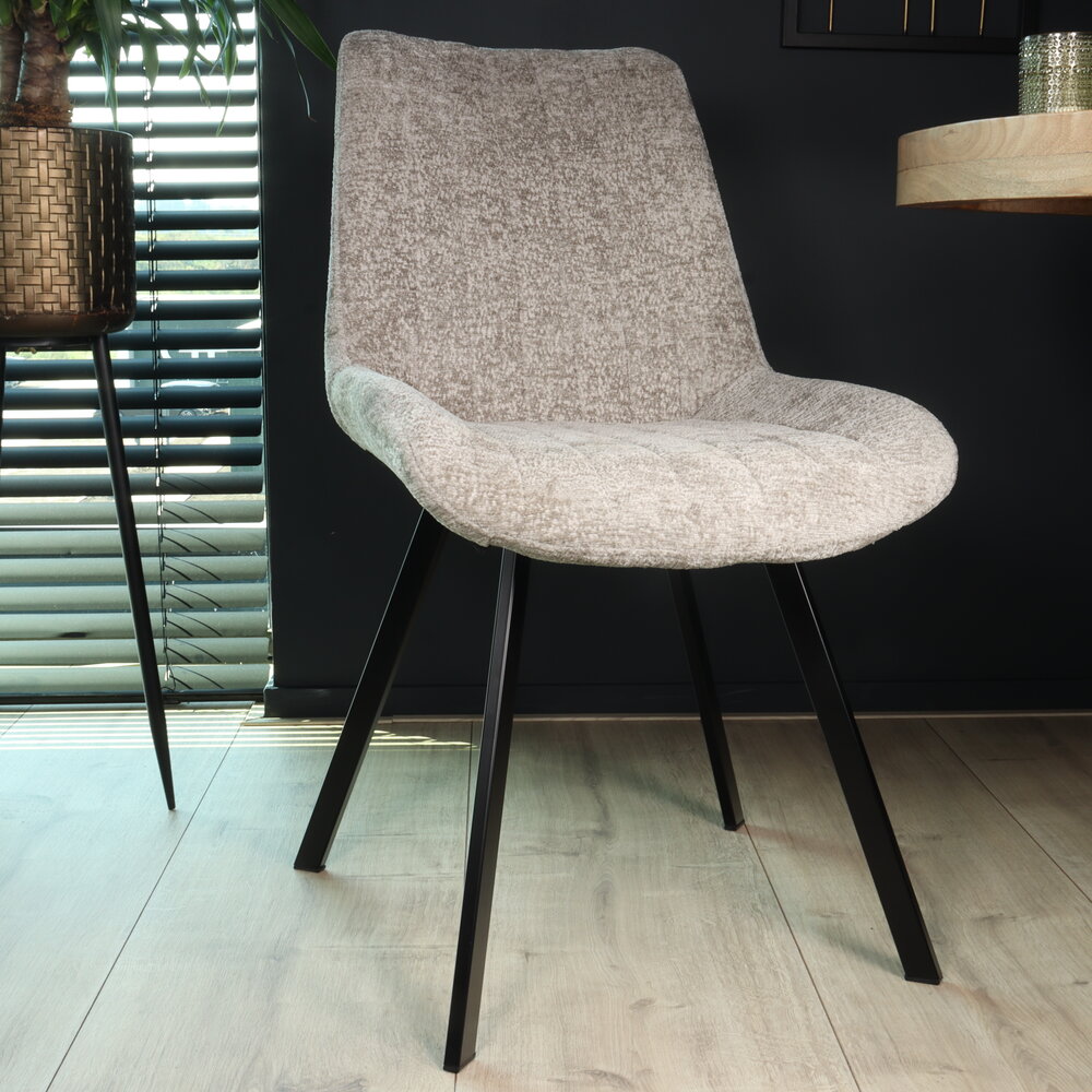 Eetkamerstoel Susta grijs chenille eetstoel Eetkamerstoel Susta grijs chenille eetstoel