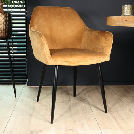 Lizzely Garden & Living Eetkamerstoel met armleuning Ares velvet bruin eetstoel Lizzely Garden & Living Eetkamerstoel met armleuning Ares velvet bruin eetstoel
