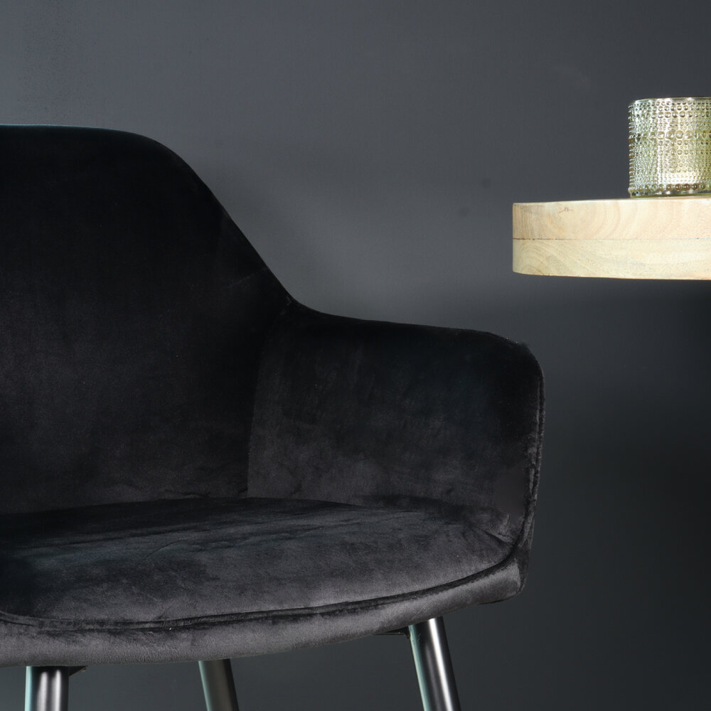 Eetkamerstoel met armleuning Ares velvet zwart eetstoel Eetkamerstoel met armleuning Ares velvet zwart eetstoel