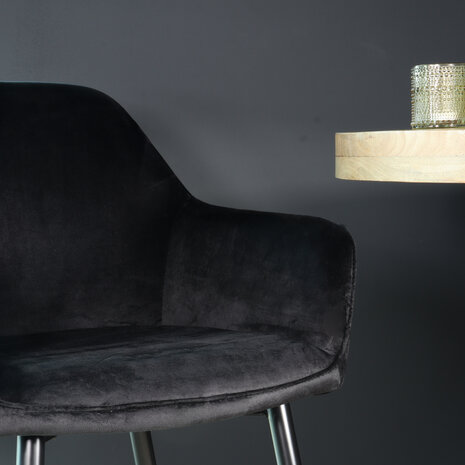 Lizzely Garden & Living Eetkamerstoel met armleuning Ares velvet zwart eetstoel Lizzely Garden & Living Eetkamerstoel met armleuning Ares velvet zwart eetstoel